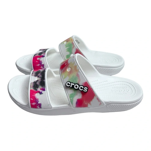 Classic Crocs Tie‎ Dye Graphic Sandal White/Multi Relaxed Fit M8/W10 Unisex - Picture 4 of 8